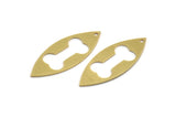 Brass Marquise Charm, 10 Raw Brass Dog Bone Pattarned Marquise Shaped Charms With 1 Hole (39x15x0.80mm) A5599