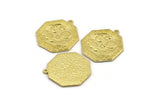 Brass Octagon Charm, Raw Brass Octagon Charm With 1 Loop, Cloud Findings, Moon And Star Findings (28x25x1.5mm) N2189