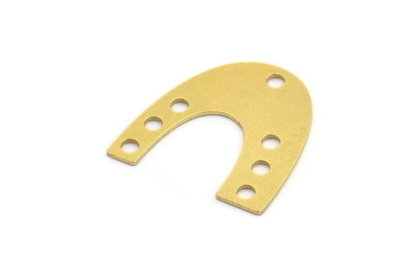 Brass Charm, 12 Raw Brass, Brass Pendants, Charm Pendants, U Shaped Charms, Brass Semi Circle Charms With 7 Holes (20x19x0.60mm) A5438