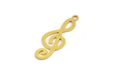 Brass Music Charm, 24 Raw Brass Treble Clef Shaped Charms With 1 Loop, Pendants, Earring Findings (28x10x0.60mm) A5399
