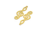 Brass Music Charm, 24 Raw Brass Treble Clef Shaped Charms With 1 Loop, Pendants, Earring Findings (28x10x0.60mm) A5399