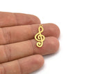 Brass Music Charm, 24 Raw Brass Treble Clef Shaped Charms With 1 Loop, Pendants, Earring Findings (28x10x0.60mm) A5399