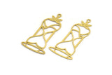 Brass Hourglass Charm, 12 Raw Brass Hourglass Shaped Charms With 1 Loop (42x21x0.60mm) A5428