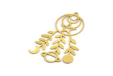 Brass Moon Charm, 4 Raw Brass Crescent Moon Charms With 1 Loop, Planet Findings, Branch Charms, Round Findings (49.5x32x0.60mm) A5427
