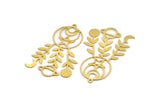Brass Moon Charm, 4 Raw Brass Crescent Moon Charms With 1 Loop, Planet Findings, Branch Charms, Round Findings (49.5x32x0.60mm) A5427