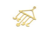Brass Triangle Charm, 12 Raw Brass Triangle Shaped Charms With 1 Loop, Crescent Moon Findings, Fringed Charms (36x24x0.60mm) A5411