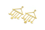 Brass Triangle Charm, 12 Raw Brass Triangle Shaped Charms With 1 Loop, Crescent Moon Findings, Fringed Charms (36x24x0.60mm) A5411