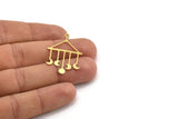 Brass Triangle Charm, 12 Raw Brass Triangle Shaped Charms With 1 Loop, Crescent Moon Findings, Fringed Charms (36x24x0.60mm) A5411