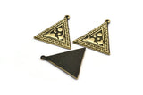 Brass Triangle Charm, Raw Brass Triangle Charm With 1 Loop, Cloud Findings, Moon And Star Findings (26x25x1.5mm) N2184