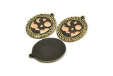 Brass Oval Charm, Raw Brass Oval Charm With 1 Loop, Copper Cloud Findings, Copper Moon And Star Findings (29.5x23x1.5mm) N2179
