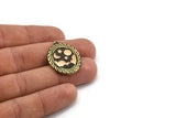 Brass Oval Charm, Raw Brass Oval Charm With 1 Loop, Copper Cloud Findings, Copper Moon And Star Findings (29.5x23x1.5mm) N2179