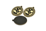 Brass Oval Charm, Raw Brass Oval Charm With 1 Loop, Cloud Findings, Moon And Star Findings (29.5x23x1.5mm) N2178