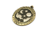 Brass Oval Charm, Raw Brass Oval Charm With 1 Loop, White Brass Cloud Findings, White Brass Moon And Star Findings (29.5x23x1.5mm) N2177