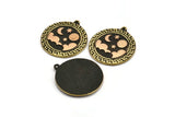 Brass Round Charm, Raw Brass Round Charm With 1 Loop, Copper Cloud Findings, Copper Moon And Star Findings (28x25.5x1.5mm) N2186