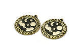 Brass Round Charm, Raw Brass Round Charm With 1 Loop, White Brass Cloud Findings, White Brass Moon And Star Findings (28x25.5x1.5mm) N2188