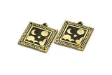 Brass Square Charm, Raw Brass Square Charm With 1 Loop, Cloud Findings, Moon And Star Findings (25.5x22.5x1.5mm) N2174