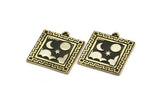 Brass Square Charm, Raw Brass Square Charm With 1 Loop, White Brass Cloud Findings, White Brass Moon And Star (25.5x22.5x1.5mm) N2173