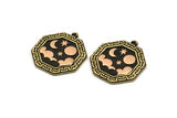 Brass Octagon Charm, Raw Brass Octagon Charm With 1 Loop, Copper Cloud Findings, Copper Moon And Star Findings (28x25x1.5mm) N2190
