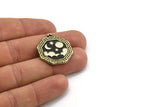 Brass Octagon Charm, Raw Brass Octagon Charm With 1 Loop, White Brass Cloud Findings, White Brass Moon And Star Findings (28x25x1.5mm) N2181