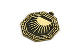 Brass Octagon Charm, Raw Brass Octagon Charm With 1 Loop, Sun Findings, Brass Sun Rising, Brass Sunshine Findings (28x25x1.5mm) N2169