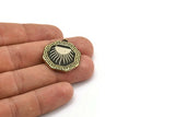 Brass Octagon Charm, Raw Brass Octagon Charm With 1 Loop, White Brass Sun Rising, White Brass Sunshine Findings (28x25x1.5mm) N2168