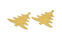Brass Tree Charm, 6 Raw Brass Tree Charms With 1 Loop, Pendant, Findings (30x31x0.60mm) A5388