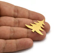 Brass Tree Charm, 6 Raw Brass Tree Charms With 1 Loop, Pendant, Findings (30x31x0.60mm) A5388