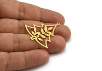 Brass Tree Charm, 6 Raw Brass Tree Charms With 1 Loop, Pendant, Findings (36x34x0.60mm) A5413
