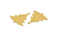 Brass Tree Charm, 6 Raw Brass Tree Charms With 1 Loop, Pendant, Findings (30x28x0.60mm) A5376