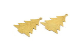 Brass Tree Charm, 6 Raw Brass Tree Charms With 1 Loop, Pendant, Findings (30x23x0.60mm) A5387