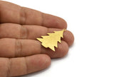 Brass Tree Charm, 6 Raw Brass Tree Charms With 1 Loop, Pendant, Findings (30x23x0.60mm) A5387