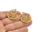 Brass Shell Charm, 4 Raw Brass Sea Shell Charm With 1 Loop, Pendants (32x22x1.2mm) N1345