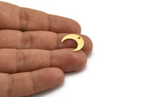 Brass Moon Charm, 24 Raw Brass Crescent Moon Charms With 1 Hole (16x5x0.60mm) A5421