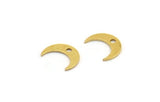 Brass Moon Charm, 50 Raw Brass Crescent Moon Charms With 1 Hole (10x3x0.60mm) A5434