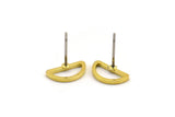 Brass Half Moon - 12 Raw Brass Open Semi Circle Stud Earrings (6x11x1mm) D0009 A5336