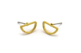 Brass Half Moon - 12 Raw Brass Open Semi Circle Stud Earrings (6x11x1mm) D0009 A5336