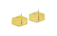 Pirinç Altıgen Küpe, 1 Delikli 6 Ham Pirinç Altıgen Şekilli Küpe (17x15x0,80 mm) A5282