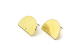Semi Circle Earring, 8 Raw Brass Half Moon Stud Earrings With 1 Hole (22x14x0.80mm) M402 A5558