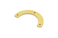 Pirinç Charm, 12 Ham Pirinç, Pirinç Kolye Uçları, Charm Kolye Uçları, U Şeklinde Charmlar, 3 Delikli Pirinç Yarım Daire Charmlar (30x5x0,80 mm) A5666