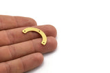 Pirinç Charm, 12 Ham Pirinç, Pirinç Kolye Uçları, Charm Kolye Uçları, U Şeklinde Charmlar, 3 Delikli Pirinç Yarım Daire Charmlar (30x5x0,80 mm) A5666