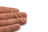 Pirinç Oval Charm, 24 Ham Pirinç Oval Charm, Küpe Charm'ları, Bağlantı Parçaları (47x11x0,80 mm) A5618