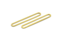 Pirinç Oval Charm, 24 Ham Pirinç Oval Charm, Küpe Charm'ları, Bağlantı Parçaları (42x5,5x0,80 mm) A5619