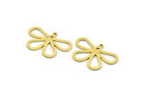 Brass Flower Charm, 12 Raw Brass Flower Shaped Charms With 1 Loop, Findings (17.5x26x0.80mm) A5656