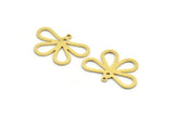 Brass Flower Charm, 12 Raw Brass Flower Shaped Charms With 1 Loop, Findings (17.5x26x0.80mm) A5656