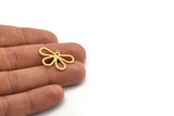 Brass Flower Charm, 12 Raw Brass Flower Shaped Charms With 1 Loop, Findings (17.5x26x0.80mm) A5656