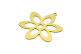 Brass Flower Charm, 8 Raw Brass Flower Shaped Charms With 1 Loop, Findings (33.5x28.5x0.60mm) A5668