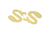 Brass Snake Charm, 2 Raw Brass Snake Pendants With 1 Loop, Charms, Findings (43x38x0.60mm) A5670
