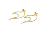Brass Bird Charm, 24 Raw Brass Bird Shaped Charms With 1 Loop (16x31x0.60mm) A5652