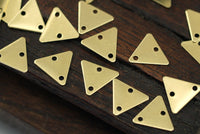 Tiny Triangle Charm, 50 Raw Brass Triangle Charms 2 Holes (9x10mm) Brs 6212-2 A0050