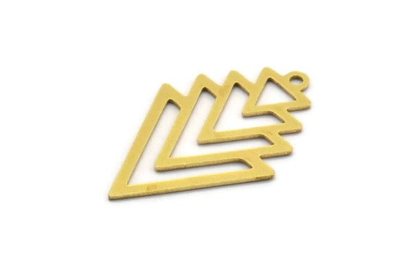 Brass Triangle Charm, 24 Raw Brass Triangle Charms With 1 Loop, Brass Pendants, Stamping Tags (27x17x0.60mm) A5690